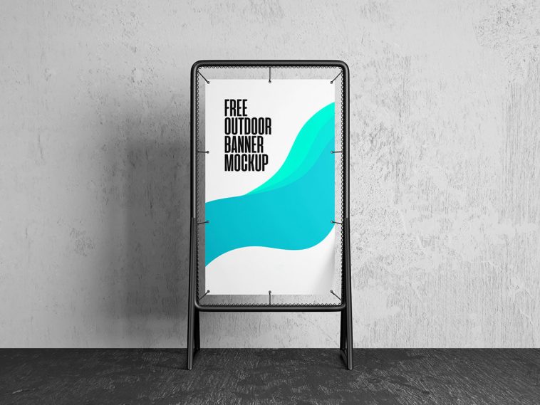 Free Outdoor Poster / Banner Display Stand Mockup PSD