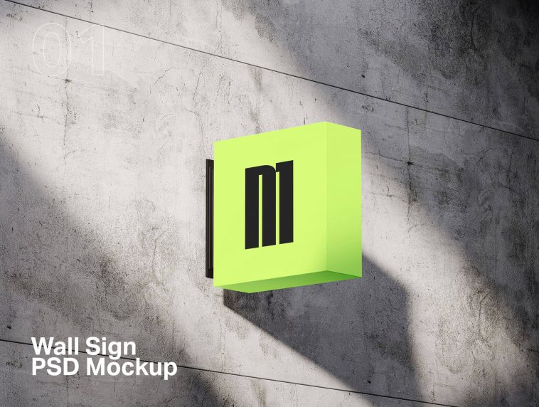 Free Premium Lightbox Wall Sign Mockup PSD