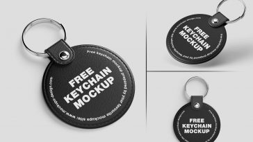 Free Round Leather Keychain Mockup PSD Set