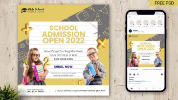 Free School Admission Started Free Instagram Post Design PSD Template