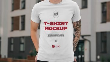 Free Tattooed Man T-Shirt Mockup PSD