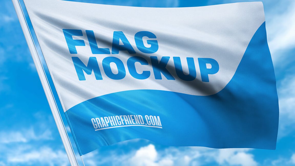 Free Waving Flag Mockup PSD PsFiles