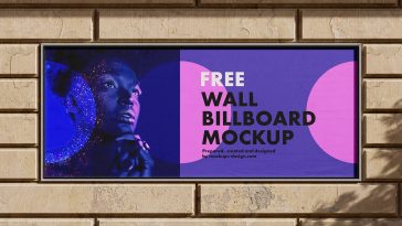 Free Brick Wall Mounted Billboard Mockup PSD