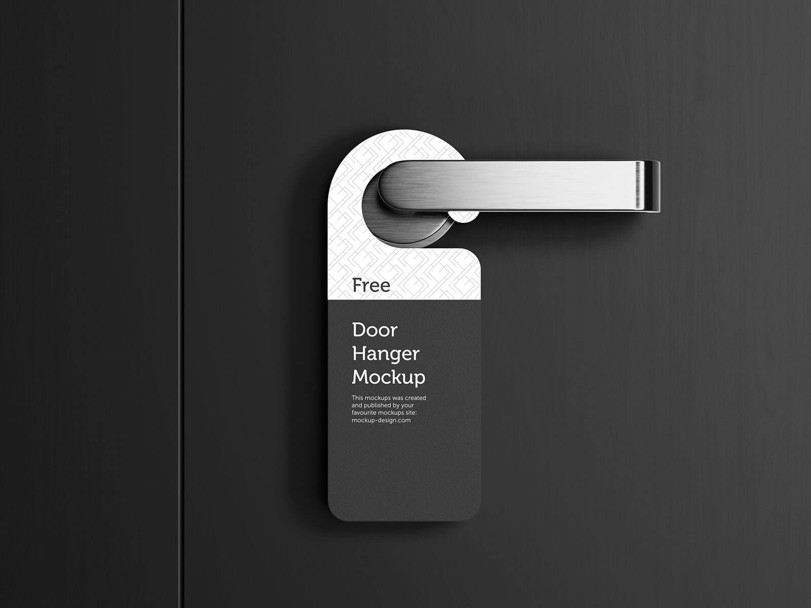 Mockup of a door hanger that hangs on the door handle. I prepared the mockup presentation in dark, contrasting colors, but there is nothing stopping you from using other colors. You can choose the color of the left and right parts of the background and quickly replace the design with your own. Mockup comes with three high-resolution PSD files that you can customize to suit your presentation and vision.