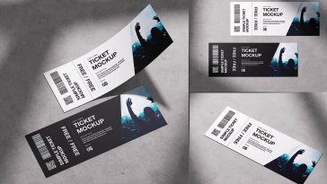 3 Free Concert Tickets Mockup PSD Files