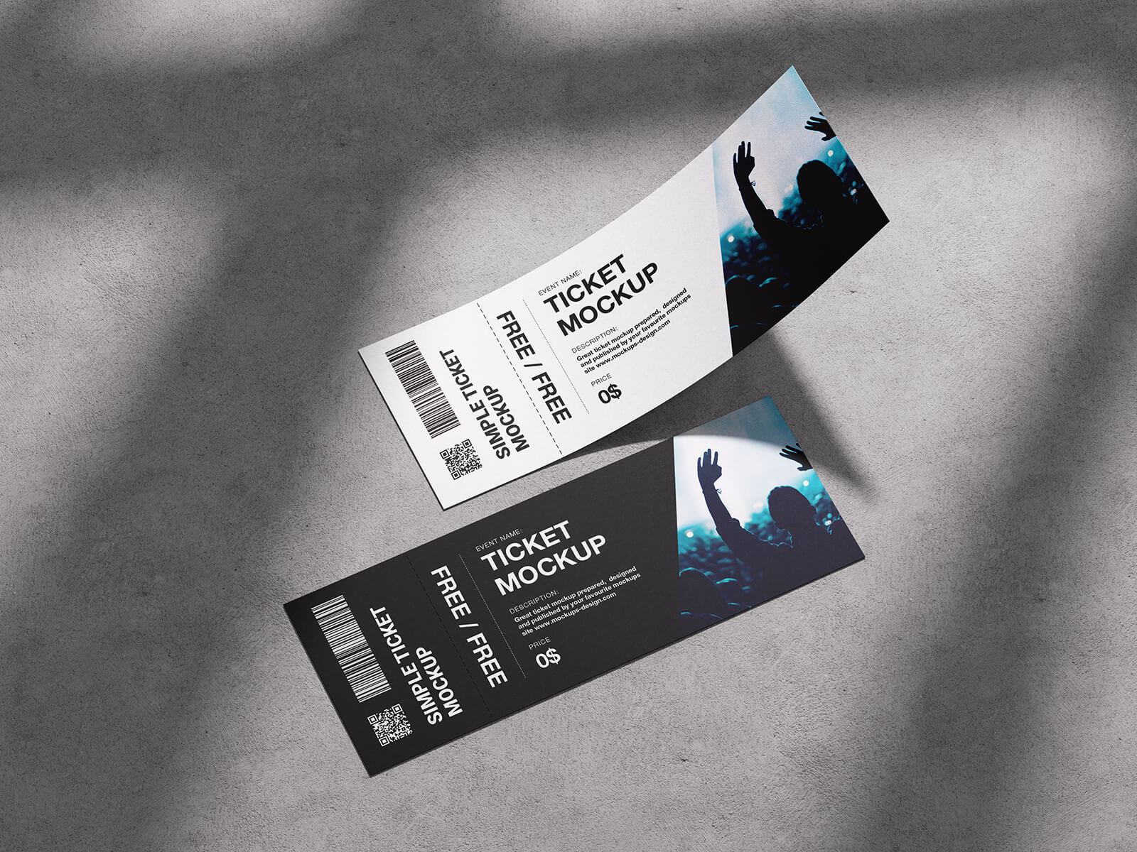 3 Free Concert Tickets Mockup PSD Files