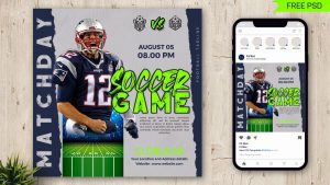 Free American Football Social Media Post PSD Template