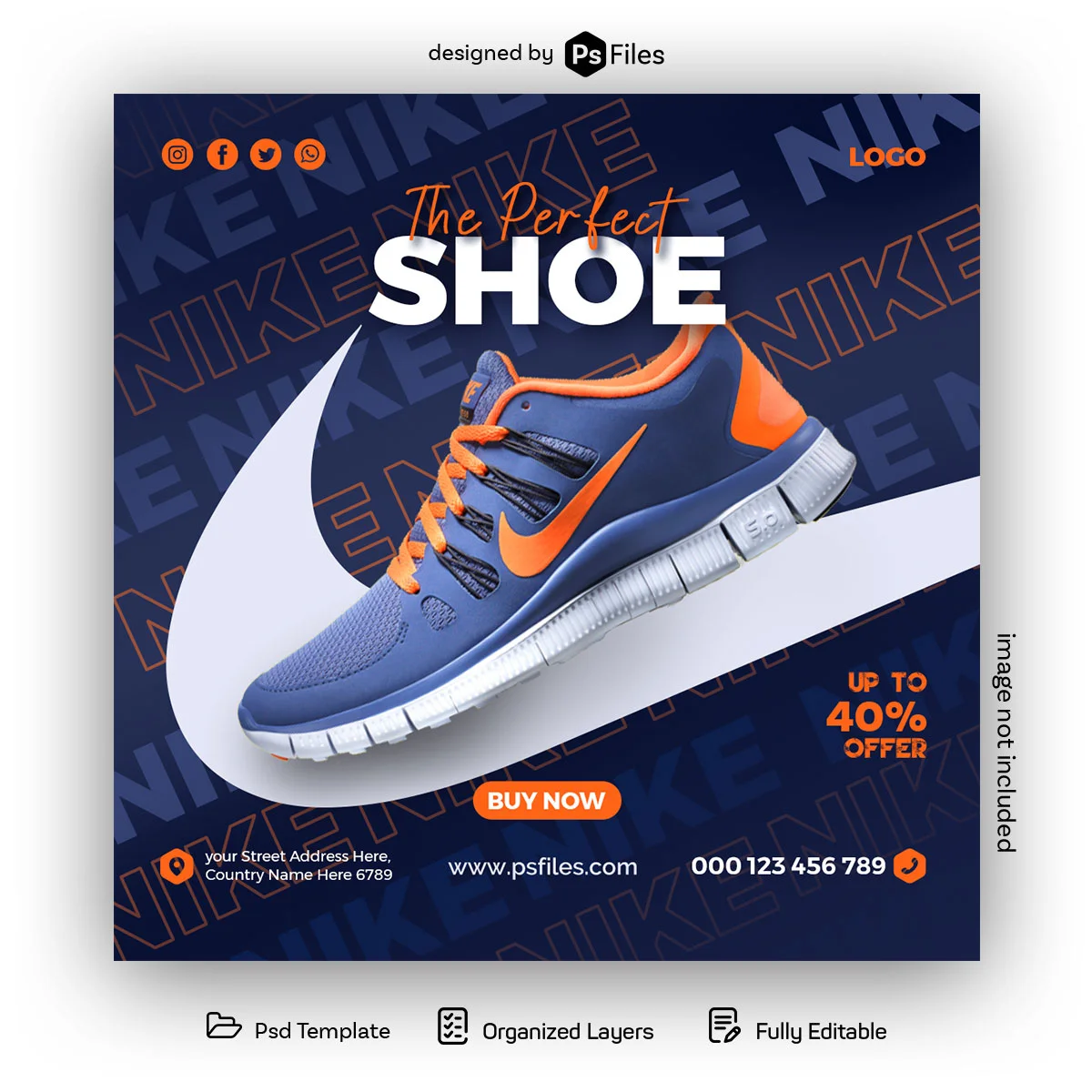 Branded Shoe Free Social Media Post Design PSD Template