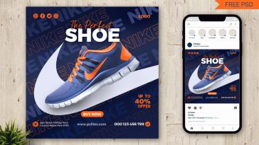 Branded Shoe Free Social Media Post Design PSD Template