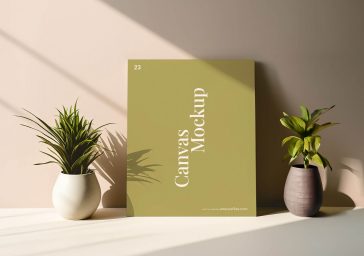 Free Canvas Wall Mockup PSD