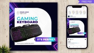 Free Gaming Keyboard Instagram Post Design Template