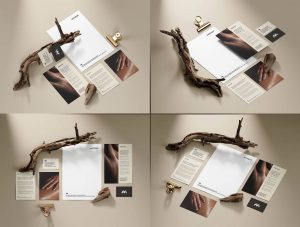 Stationery With Branches Mockup