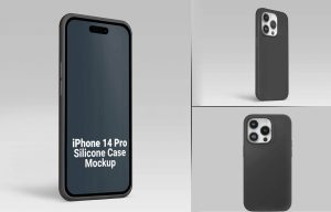 Free iPhone 15 & 14 Pro Silicon Case Mockup PSD Set