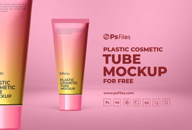 Free Cosmetic Tube Packaging Mockup PSD