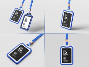 4 Free Plastic Case ID Card Mockup PSD Set