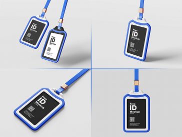 4 Free Plastic Case ID Card Mockup PSD Set