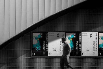 5 Free Lined-up Subway Posters Mockup PSD