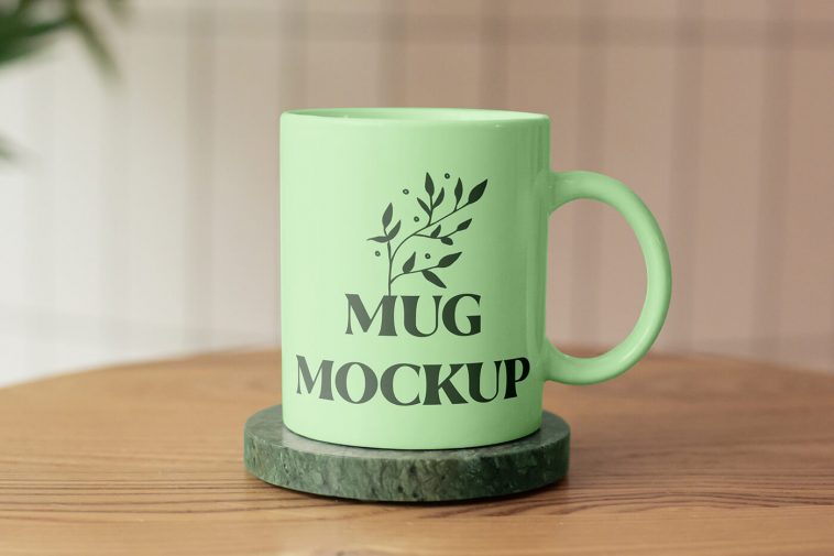 Free Ceramic Mug on Stand Mockup