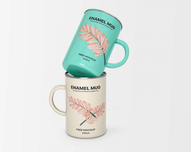 Free 450ml Two Enamel Mug Mockup