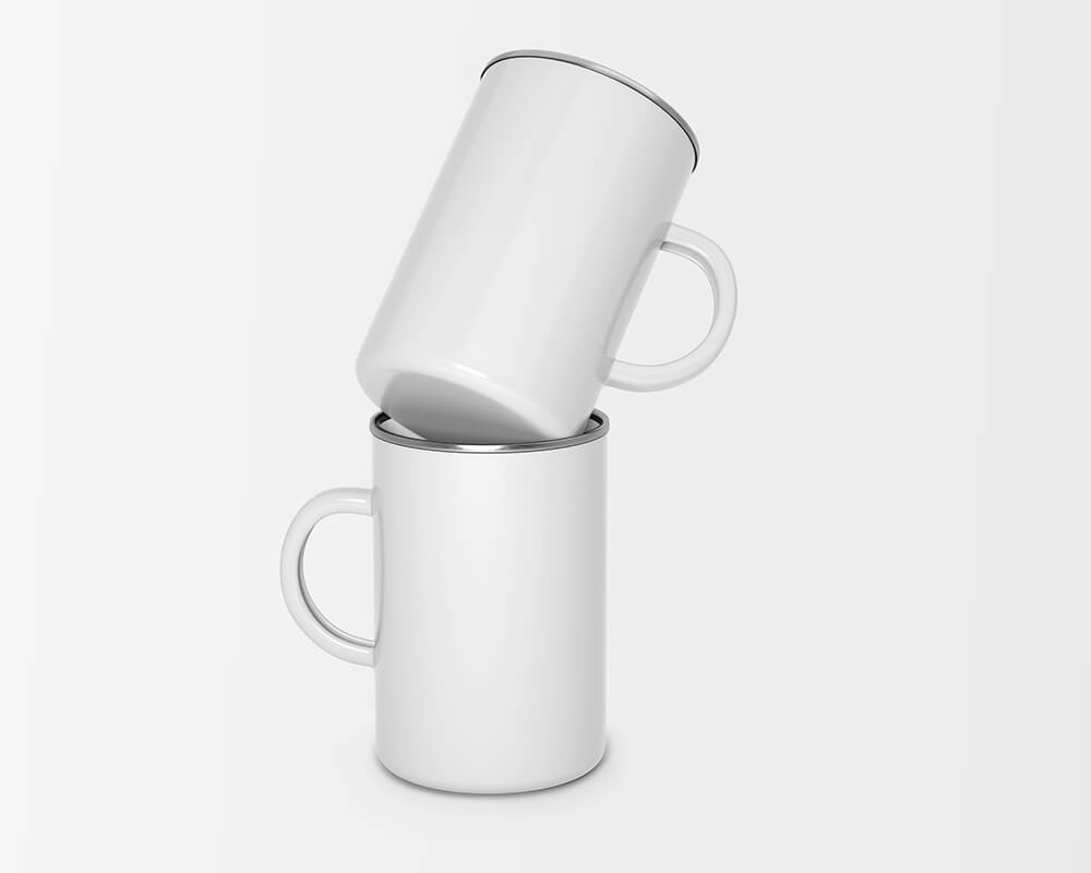 Free 450ml Two Enamel Mug Mockup