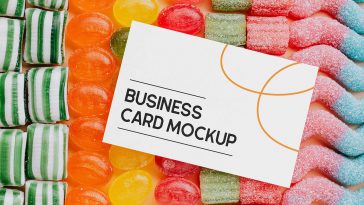 Free Business Card on Candies Mockup