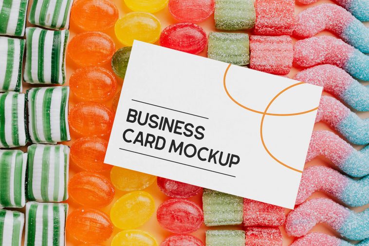 Free Business Card on Candies Mockup