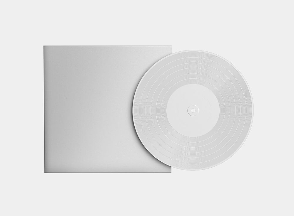 Free Music Vinyl Record With Cover Mockup