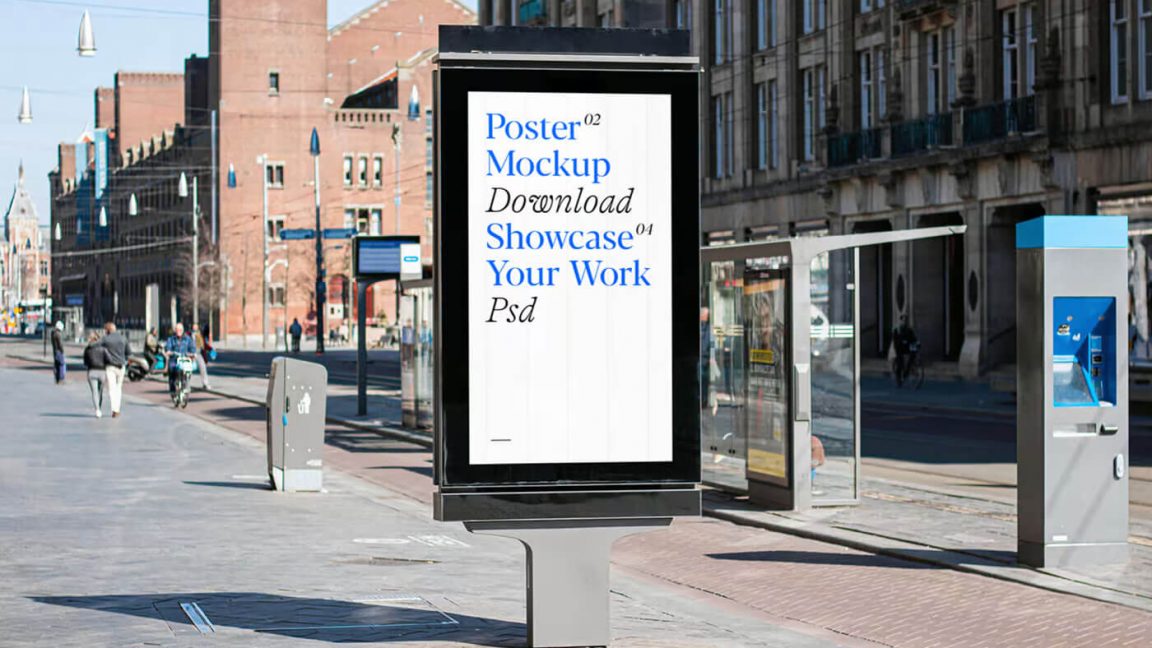 Free City Street Light Advertising Billboard Mockup PSD - PsFiles