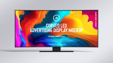 Free Ultra Wide Curved LED Monitor Mockup PSD