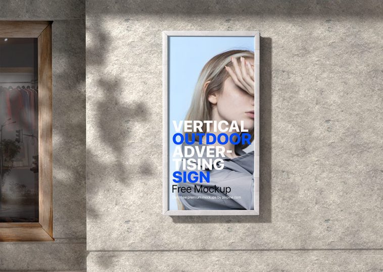 Free Vertical Outdoor Advertising Sign Mockup
