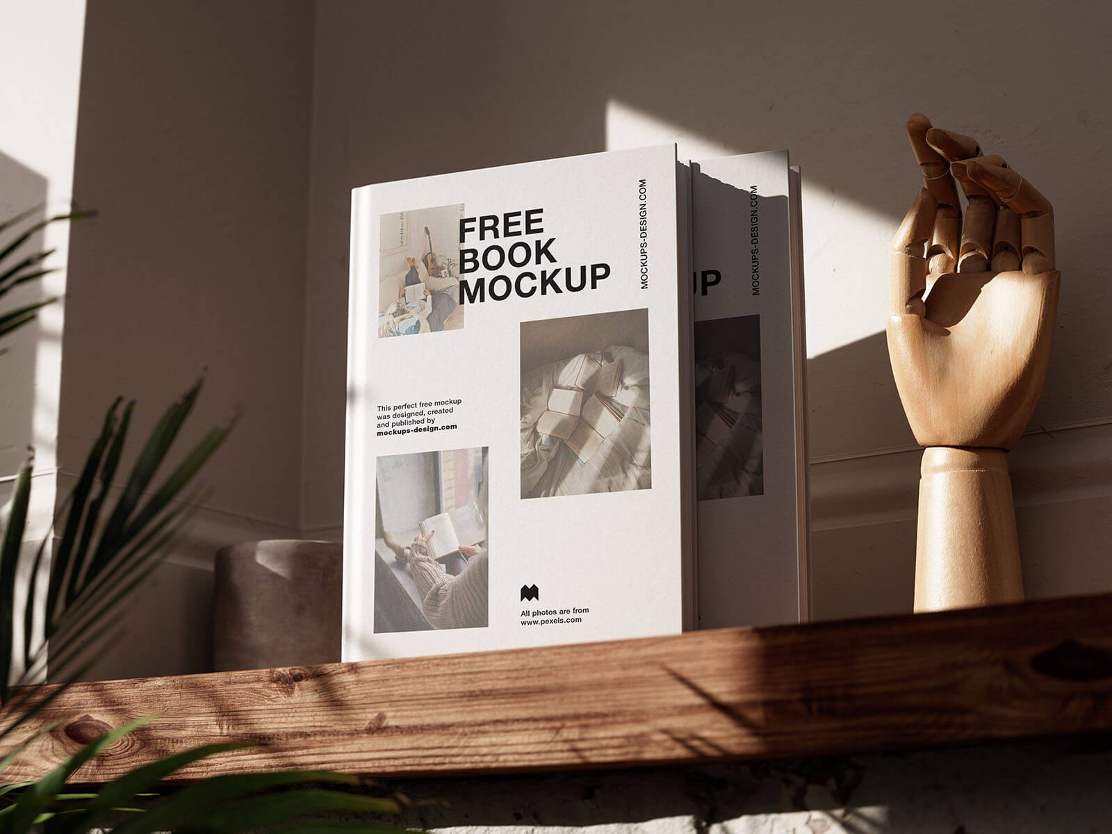 Mockup Of Books On A Wooden Shelf