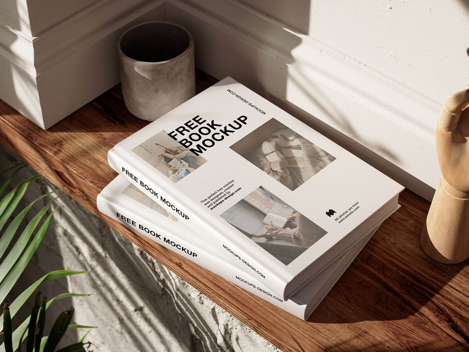 Mockup Of Books On A Wooden Shelf