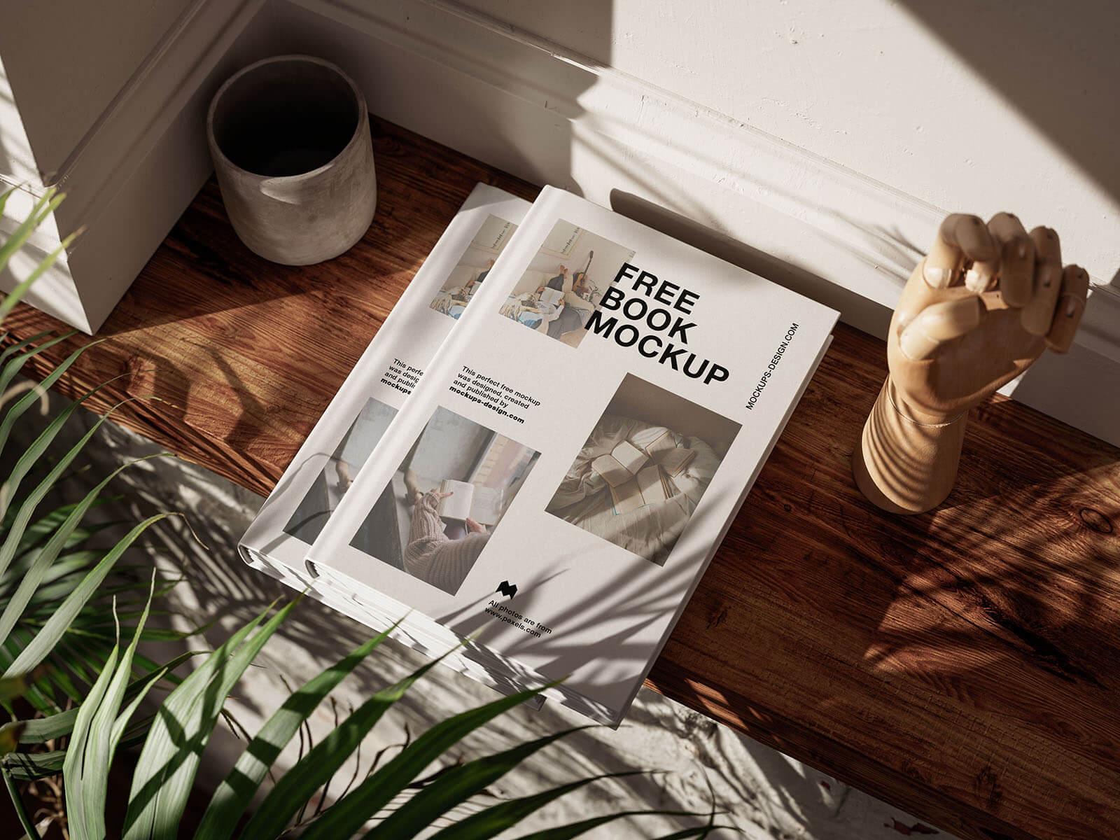 Mockup Of Books On A Wooden Shelf