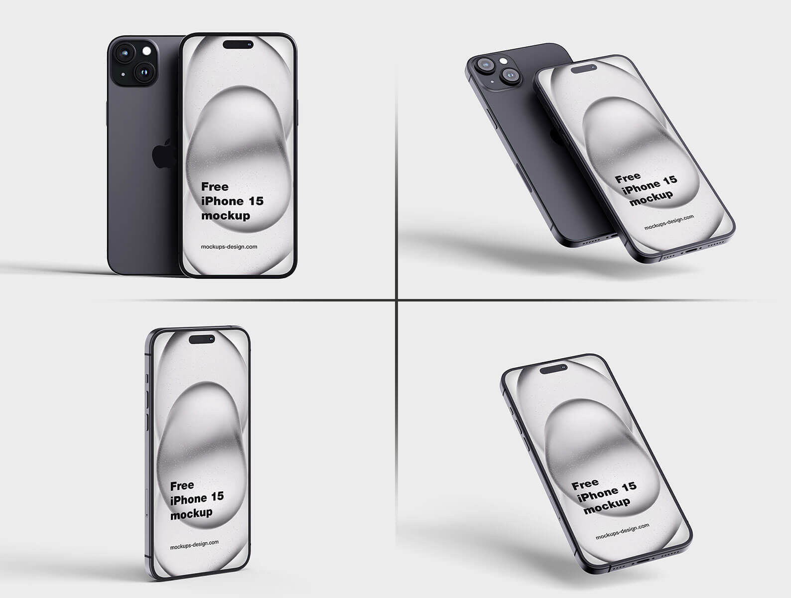 Free iPhone 15 Mockups PSD set PsFiles