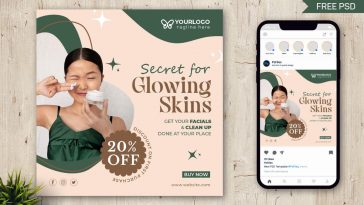 Glowing Skins Facials And Clean Up Free Instagram Post Design PSD Template