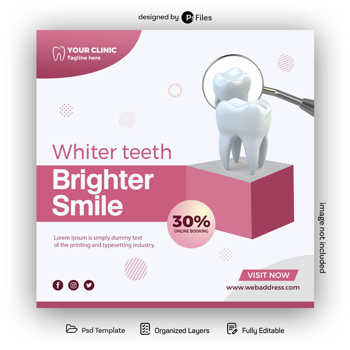 Free Dental Care Clinic Instagram Post Design PSD Template