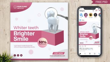 Free Dental Care Clinic Instagram Post Design PSD Template