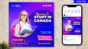Study in Canada Education Consultants Free Instagram Post Design PSD Template