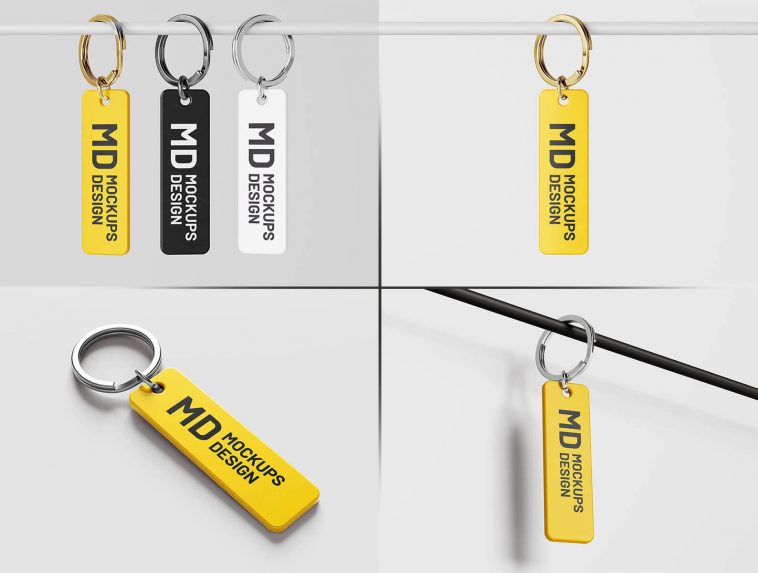 Free Rectangle Keychain Mockup