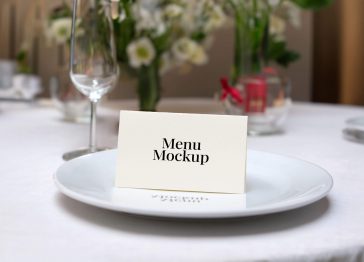 Free Table Menu Card Mockup