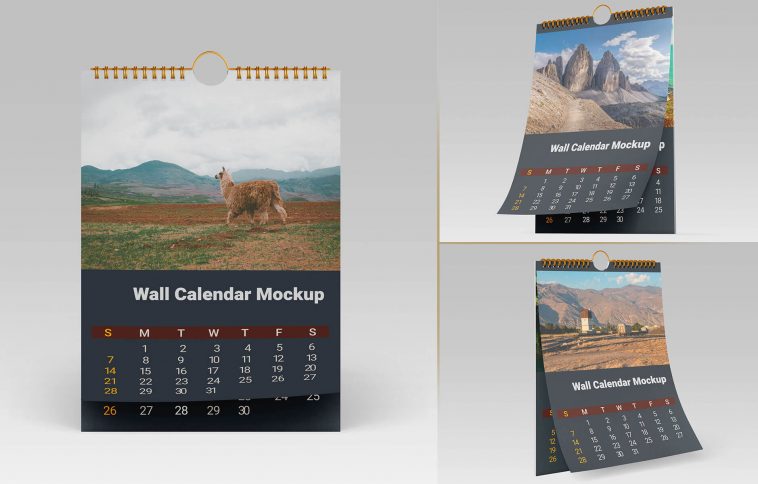 Free 2024 Wall Calendar Mockup PSD Set