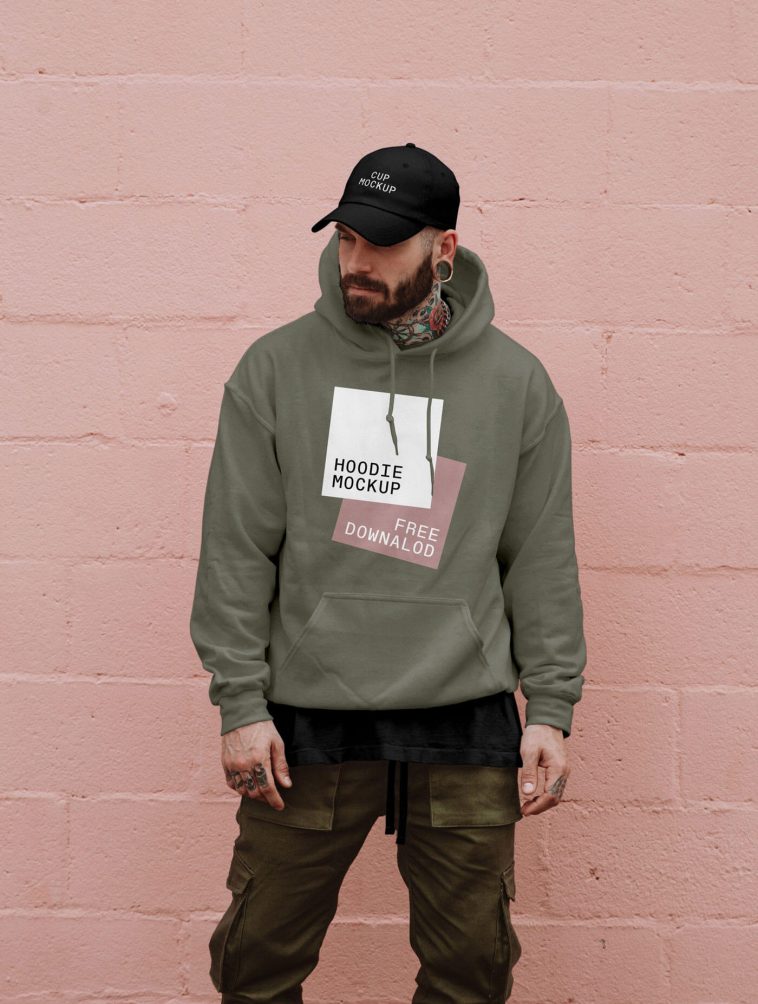 Front View of Male Hoodie Mockup