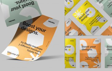 3 Free A4 Paper Studio Mockup PSD Set