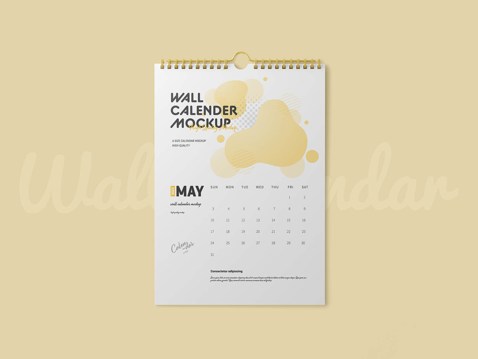 3 Free Ring Binding Wall Calendar Mockup 2024 PSD Files