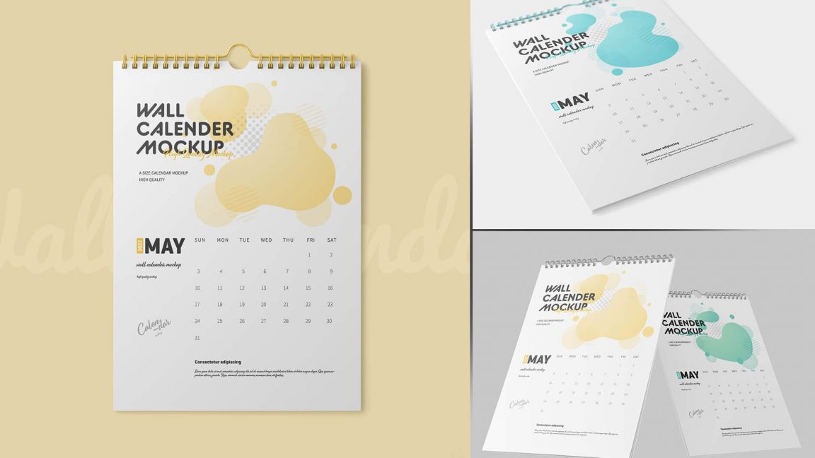 Free 2024 Wall Calendar Mockup PSD set PsFiles