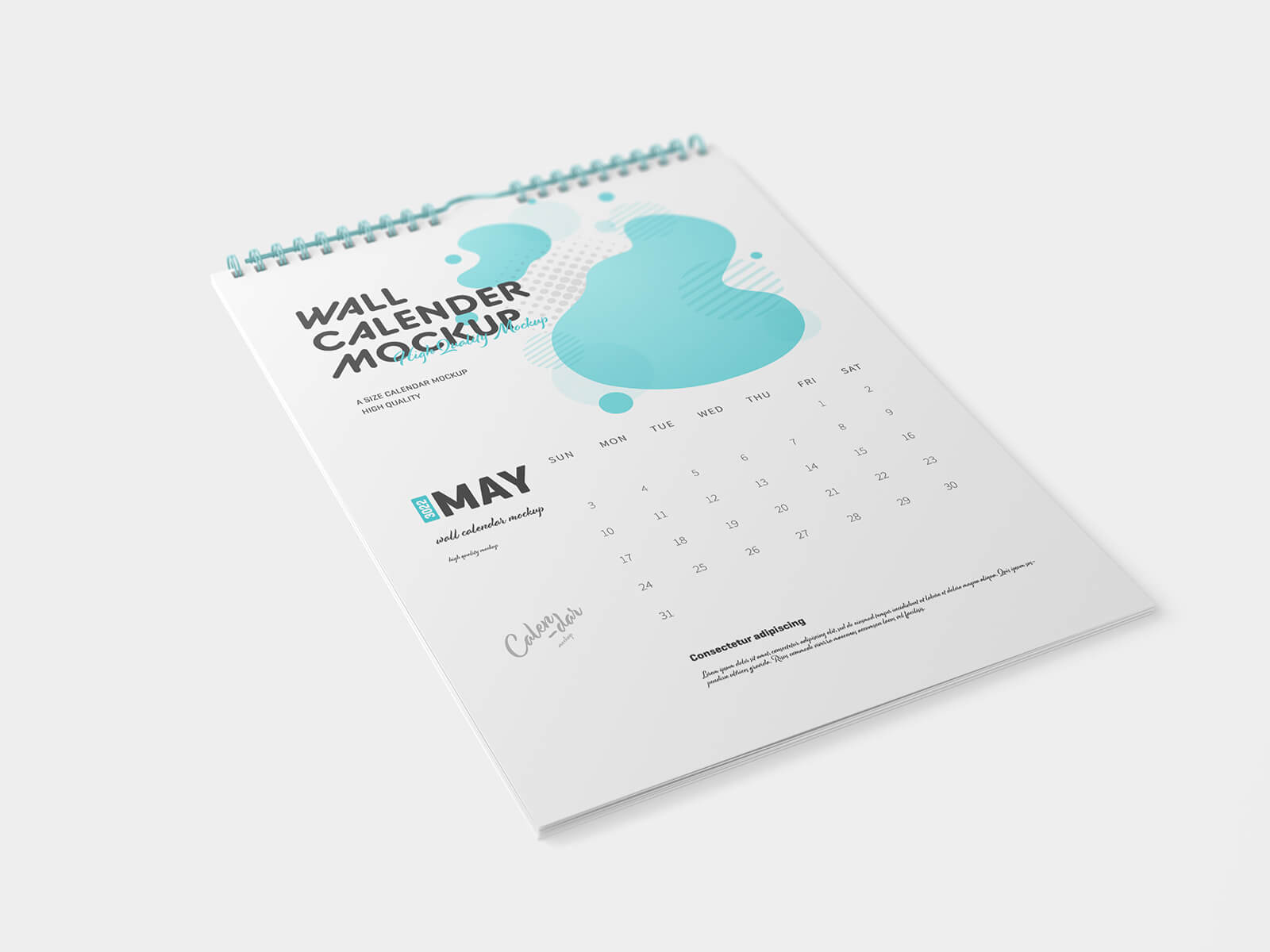 3 Free Ring Binding Wall Calendar Mockup 2024 PSD Files