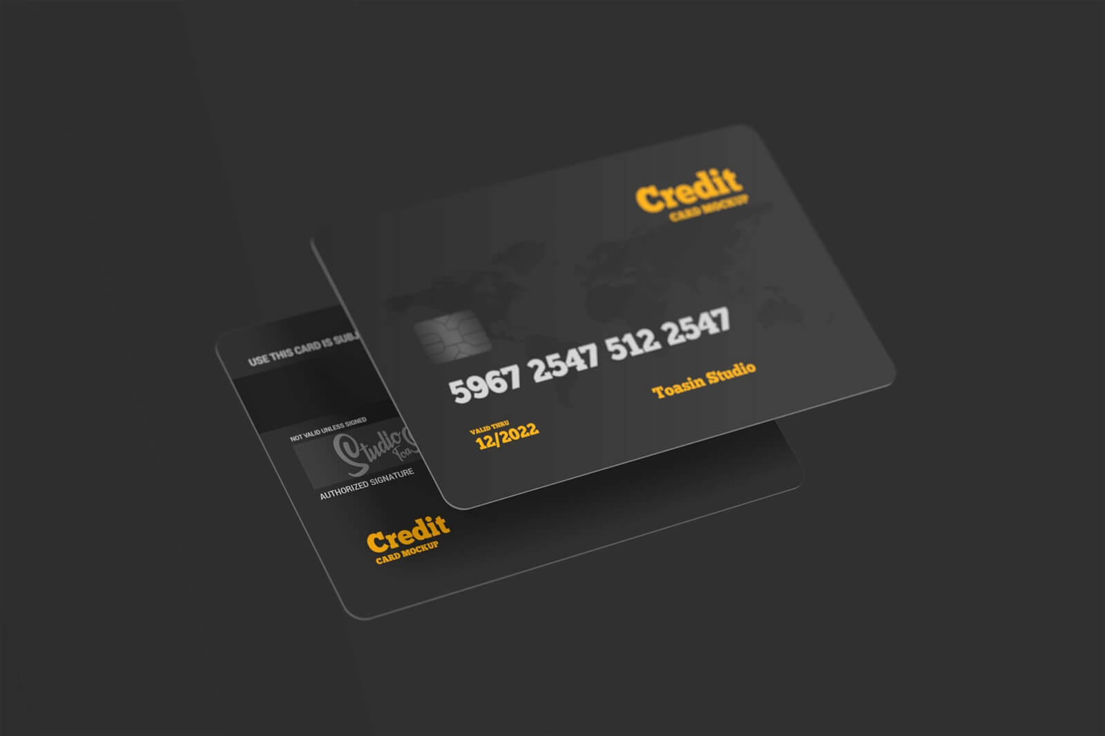 4 Free Dark Credit Bank Card Mockup PSD Files