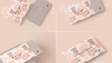 4 Free Gift Card With Holder Sleeves Mockup PSD Files