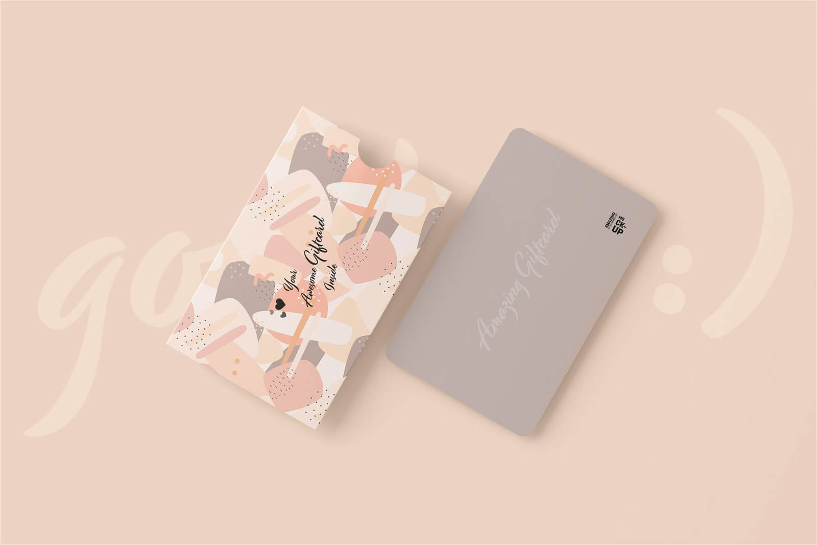 4 Free Gift Card With Holder Sleeves Mockup PSD Files