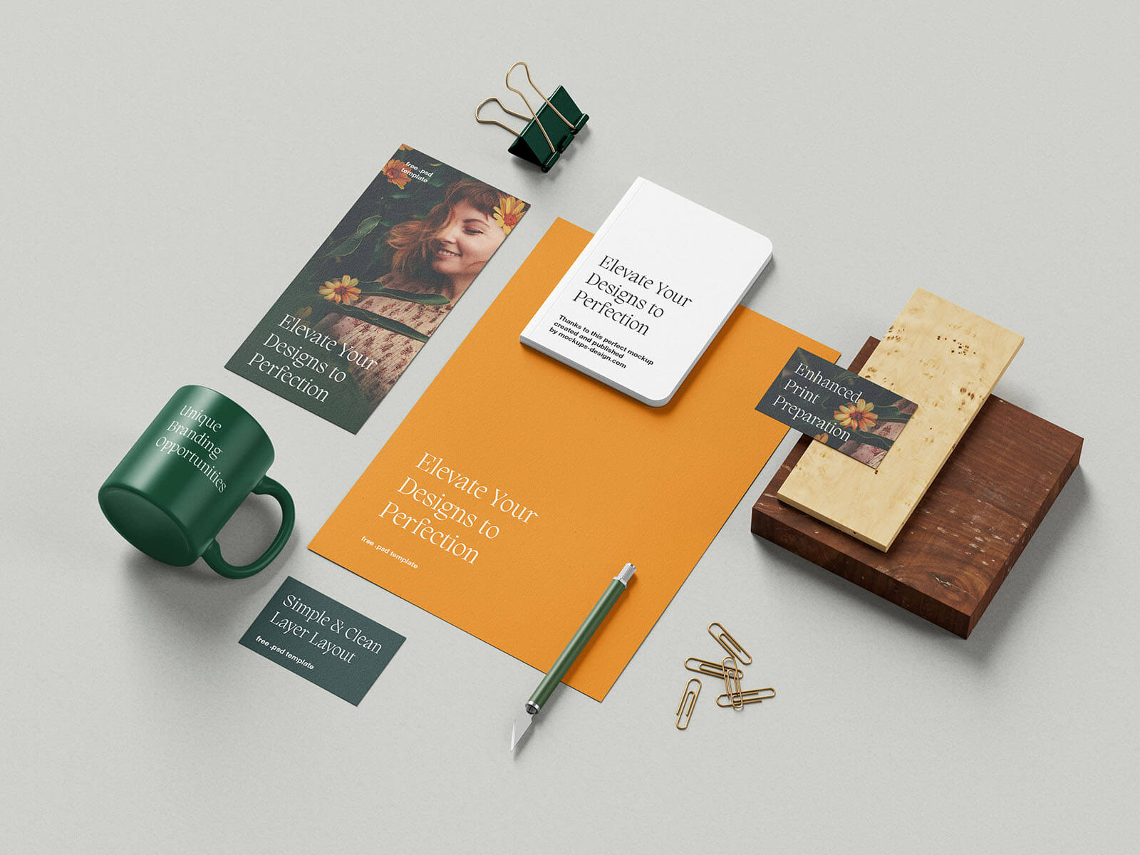 5 Free Luxury Business Stationery Mockup PSD Files